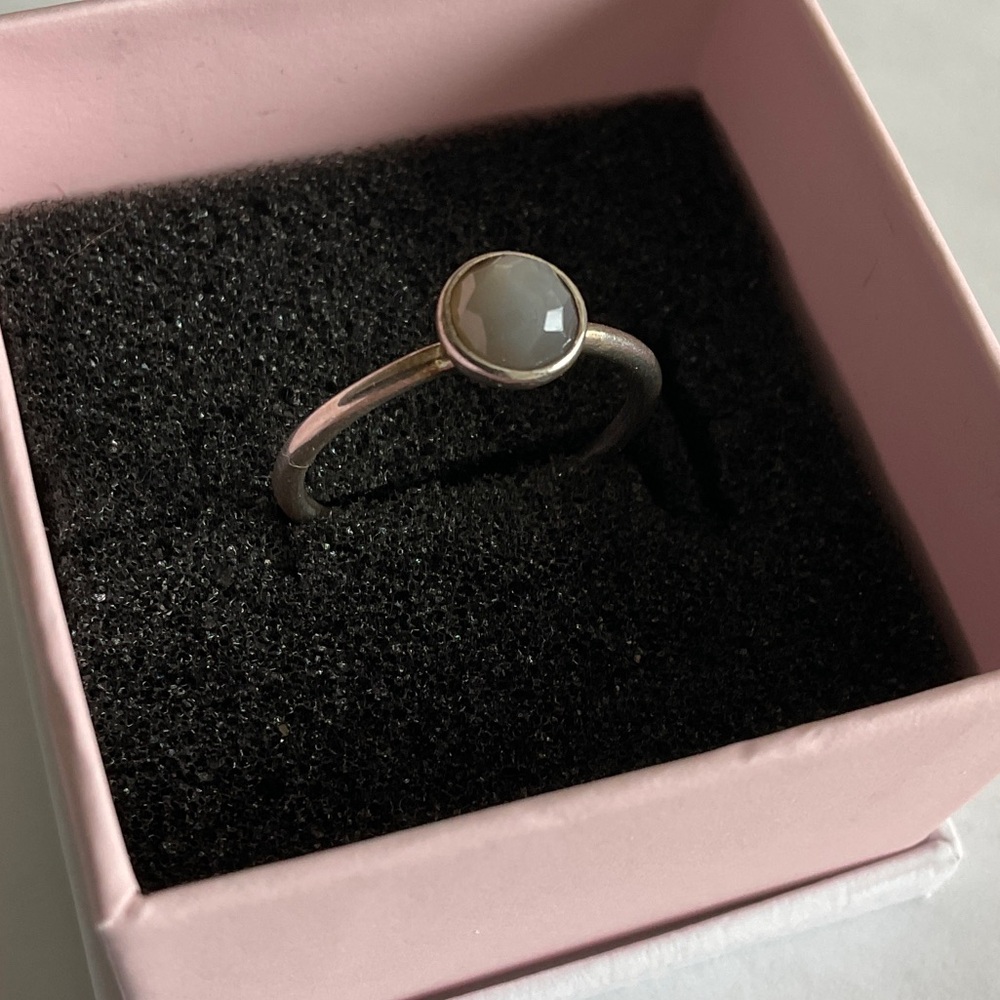 Pandora Silver Ring with Gray Stone